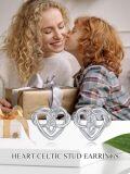 wholesale 925 Sterling Silver Heart Knot Stud Earrings - Celtic  for Women-0-5