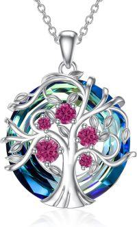 wholesale TOUPOP Tree Of Life Necklaces For Women Family Tree July Birthstone Birthday Ncklace Ruby Jewelry S925 Sterling Silver Jewelry Birthday Gifts For Women Girlfriend Wife Her Mom -undefined