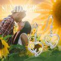 wholesale 925 Sterling Silver Heart-Shaped Sunflower Drop Earrings with Gold Accents and Cubic Zirconia Stones-0-5