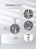 wholesale 925 Sterling Silver Guardian Angel Compass Medallion Pendant Necklace with Yellow Crystal Stone and Engraved Message for Women & Men-0-1