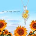 wholesale Gold-Plated 925 Sterling Silver Natural Diamond Sunflower Pendant Necklace-0-2
