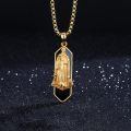 wholesale 925 Sterling Silver Saint Francis Black Onyx Gold Plated Pendant Necklace-0-1