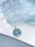 wholesale 925 Sterling Silver Tree of Life Turquoise Stone Pendant Necklaces Wholesale for Women Girls-0-4