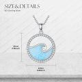 wholesale 925 Sterling Silver Larimar and Cubic Zirconia Ocean Wave Pendant Necklace-0-4