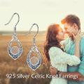 wholesale 925 Sterling Silver Abalone Shell Teardrop Celtic Knot Dangle Drop Earrings-0-5