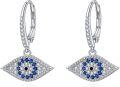 wholesale 925 Sterling Silver Evil Eye Drop Earrings with Blue Stones and Crystals - Fashionable s for Her-0-0