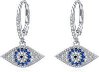 wholesale 925 Sterling Silver Evil Eye Drop Earrings with Blue Stones and Crystals - Fashionable s for Her-Evil Eye
