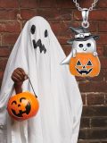 wholesale 925 Sterling Silver Halloween Ghost Jack-o'-Lantern Pendant Necklace for Women Gifts-0-5