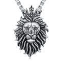 wholesale 925 Sterling Silver King Lion Head Pendant Necklace-0-0
