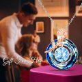 wholesale TOUPOP Blue Circle Crystal Women Necklaces 925 Sterling Silver Rose Flower Birthstone Pendant Necklaces Anniversary Jewelry Valentine Mothers Day Christmas Birthday Gifts For Women Her Wife Girlfriend -0-1