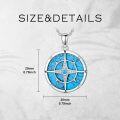 wholesale 925 Sterling Silver Blue Turquoise & Cubic Zirconia Compass Pendant Necklace for Women Girls Gifts Vintage Bohemian Style Jewelry 45cm Chain Length-0-5
