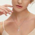 wholesale 925 Sterling Silver Pink Opal Heart Treble Clef Pendant Necklace for Women-0-2
