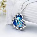 wholesale 925 Sterling Silver Blue Crystal Heart Zodiac Constellation Pendant Necklace-0-3