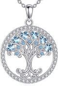 wholesale 925 Sterling Silver Birthstones Tree of Life Necklace for Women Anniversary Birthday Christmas Wedding Jewelry for Wife Sister-0-0