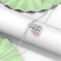 wholesale 925 Sterling Silver Hummingbird Heart Pendant With Rose And Diamonds-0-3