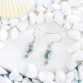 wholesale 925 Sterling Silver Turquoise Seahorse Dangle Drop Earrings for Women - Beach Jewelry-0-1