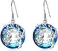 wholesale 925 Sterling Silver Blue Crystal Tree of Life Elephant Drop Earrings for Women Girls  4cm Long-0-0