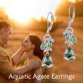 wholesale 925 Sterling Silver Green Stone Flower Design Leverback Earrings-0-2