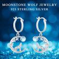 wholesale 925 Sterling Silver Moonstone Celtic Howling Wolf Drop Earrings-0-5