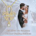 wholesale 925 Sterling Silver Fleur-de-lis Zircon Pendant Necklace-0-3