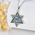 wholesale 925 Sterling Silver Opal Evil Eye Star of David Pendant Necklace-0-4