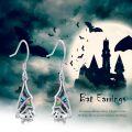 wholesale 925 Sterling Silver Abalone Shell Bat Shape Drop Dangle Hoop Halloween Christmas  for Women-0-5