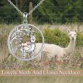 wholesale 925 Sterling Silver Tree of Life Sloth and Llama Charm Pendant Necklace-0-4