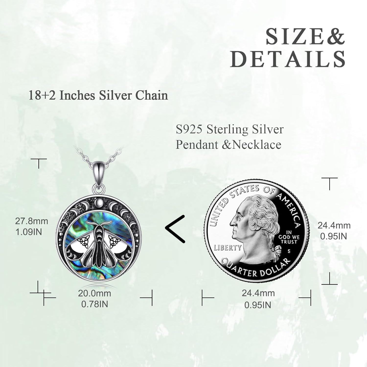 wholesale 925 Sterling Silver Oxidized Vintage Necklace w/Moon Phase Moth Wolf Pendent - Christmas Gift for Her & Mom-0-4