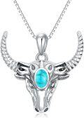 wholesale 925 Sterling Silver & Turquoise Stone Western Bullhead Necklace – Handmade Statement Jewelry for Women-0-0