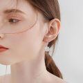wholesale 925 Sterling Silver Yellow Crystal Daisy Flower Drop Earrings for Women-0-2
