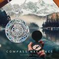 wholesale 925 Sterling Silver Compass Necklace With Celtic Knots And Crystal Center-0-4