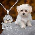 wholesale 925 Sterling Silver CZ Shih Tzu Dog Breed Pendant Necklace for Pet Lovers-0-5