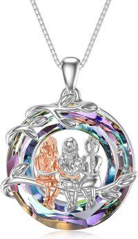 wholesale Sisters Gifts From Sister 925 Sterling Silver 2 Sisters Necklace With Crystal Sister Jewelry Gifts For Women Daughter Friends Birthday (tree-3 Sisters) -undefined