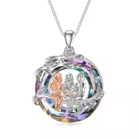TOUPOP Sterling Silver Crystal Sisters Necklace Gift For Women-undefined