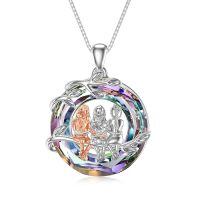 TOUPOP Sterling Silver Crystal Sisters Necklace Gift For Women-undefined