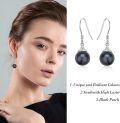 wholesale 925 Sterling Silver Purple Black Pearl Double Drop Dangle Earrings for Women-0-4