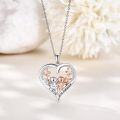 wholesale 925 Sterling Silver Heart Love Pendant with Two Otters and I love you forever Inscription - Gifts for Her-0-2