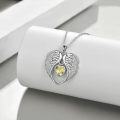 wholesale 925 Sterling Silver Simulated Spinel Angel Wings Heart Crystal Pendant Necklace for Eternal Love Guardian Gift-0-2