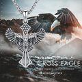 wholesale 925 Sterling Silver Eagle Cross with American Flag Design Pendant Necklace for Men & Women-0-4