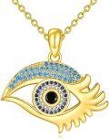 wholesale Gold Evil Eye 925 Sterling Silver Stone Pendant Necklace for Women s-0-0