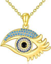 wholesale Gold Evil Eye 925 Sterling Silver Stone Pendant Necklace for Women s-Evil Eye