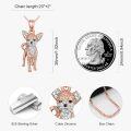 wholesale 925 Sterling Silver Rose Gold Plated Cubic Zirconia Chihuahua Pendant Necklace for Dog Lovers-0-2