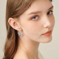 wholesale 925 Sterling Silver Blue Crystal Butterfly Drop Earrings for Women-0-1