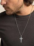 wholesale 925 Sterling Silver Crucifix Pendant Necklace for Men - INRI Design (24 Length)-0-3