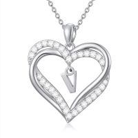 TOUPOP Sterling Silver Heart Initial A-Z Letter Pendant Necklace-undefined