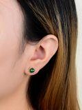 wholesale 925 Sterling Silver Plated Gold  Green Gemstone Ball Stud Earrings Women s Birthday Gift-0-1