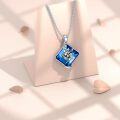 wholesale 925 Sterling Silver Blue Crystal Lily of the Valley Pendant Necklace for Women - December Birthstone -0-2