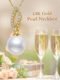 TOUPOP 14K Gold Freshwater Pearl Pendant Necklaces For Women-0-4