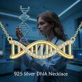 wholesale 925 Sterling Silver Cubic Zirconia Accent Gold Plated DNA Pendant Necklaces for Women Girls Gifts-0-5