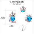 wholesale 925 Sterling Silver Heart-Shaped Blue Crystal Axolotl Dangle Earrings for Women Girls  4cm Length-0-4